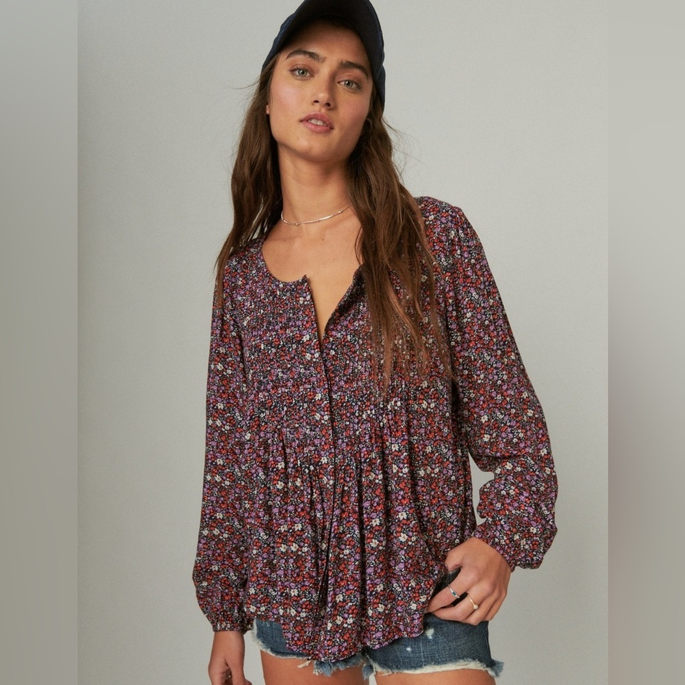 Lucky Brand Printed Floral Button Down Shirt